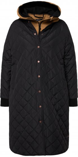 Ulla Popken 2-in-1 Quilted Fleece Lined Coat Black - Joped - 