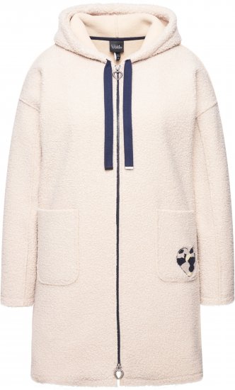 Ulla Popken Oversized Teddy Plush Heart Detail Jacket Pebble Grey - Joped - 