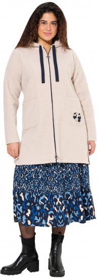 Ulla Popken Oversized Teddy Plush Heart Detail Jacket Pebble Grey - Joped - 