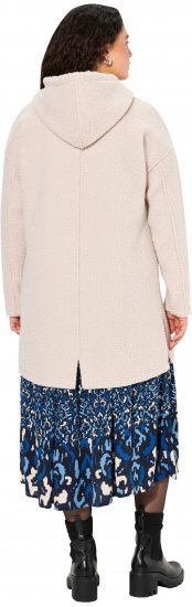 Ulla Popken Oversized Teddy Plush Heart Detail Jacket Pebble Grey - Joped - 