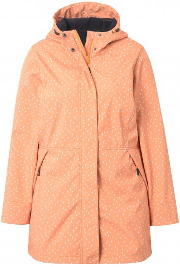 Ulla Popken Raindrop Print Longline Waterproof Jacket Mandarin - Joped - 