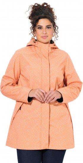Ulla Popken Raindrop Print Longline Waterproof Jacket Mandarin - Joped - 
