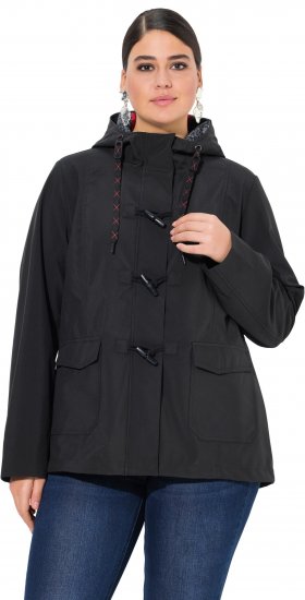Ulla Popken HYPRAR Toggle Button Microfleece Lined Jacket Black - Joped - 