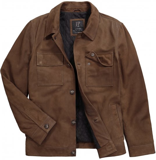JP1880 Leather Jacket Nubuck Shirt Collar Brown - Jakid ja joped - Joped, suured suurused: 2XL – 12XL