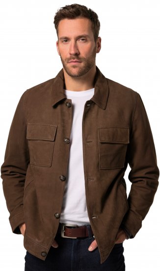 JP1880 Leather Jacket Nubuck Shirt Collar Brown - Jakid ja joped - Joped, suured suurused: 2XL – 12XL