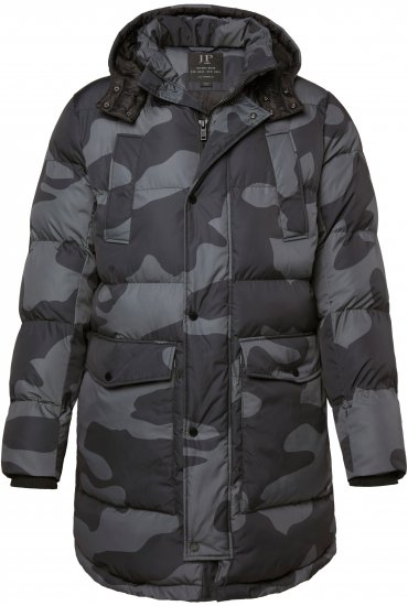 JP1880 Quilted Parka with Camouflage Drawstring Waist Black - Jakid ja joped - Joped, suured suurused: 2XL – 12XL