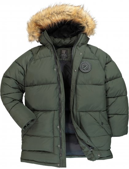 JP1880 Quilted Parka Lightweight and Warm with Faux Fur Hood Dark Green - Jakid ja joped - Joped, suured suurused: 2XL – 12XL