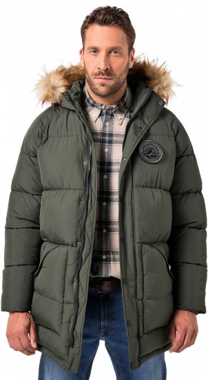 JP1880 Quilted Parka Lightweight and Warm with Faux Fur Hood Dark Green - Jakid ja joped - Joped, suured suurused: 2XL – 12XL