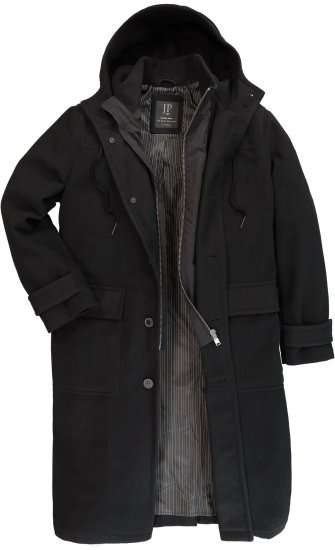 JP1880 Water-repellent Functional Coat with Wool Look Black - Jakid ja joped - Joped, suured suurused: 2XL – 12XL