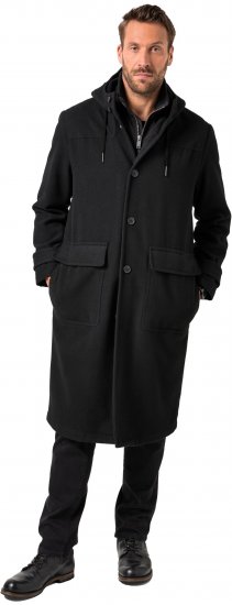 JP1880 Water-repellent Functional Coat with Wool Look Black - Jakid ja joped - Joped, suured suurused: 2XL – 12XL