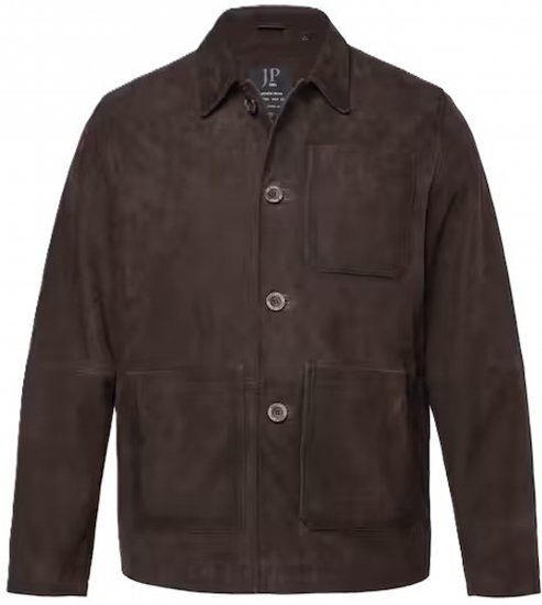 JP1880 Leather Jacket Goat Suede Shirt Collar Dark Brown - Jakid ja joped - Joped, suured suurused: 2XL – 12XL