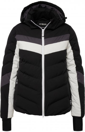 Ulla Popken HYPRAR Chevron Stripe Triple Function Quilted Fully Lined Ski Jacket Black - Joped - 