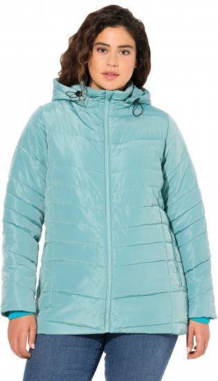Ulla Popken Quilted Water Repellent Jacket Soft Turquoise - Joped - 