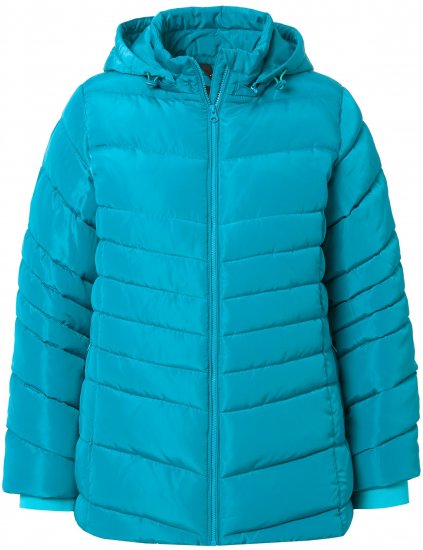 Ulla Popken Quilted Water Repellent Jacket Turquoise - Joped - 