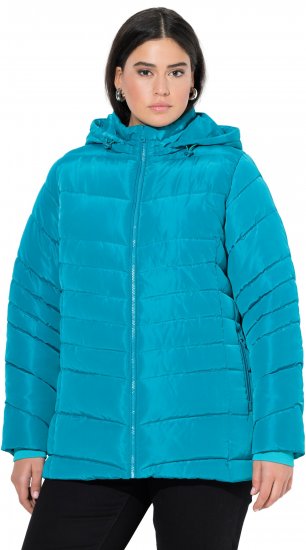 Ulla Popken Quilted Water Repellent Jacket Turquoise - Joped - 