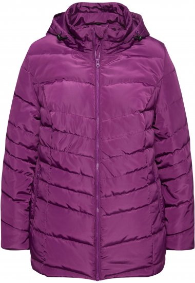 Ulla Popken Quilted Water Repellent Jacket Dark Purple - Joped - 