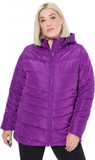 Ulla Popken Quilted Water Repellent Jacket Dark Purple - Joped - 