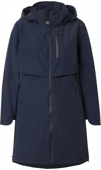 Ulla Popken Hooded with Zippered Pockets and Zippered Side Slits Jacket Navy - Joped - 