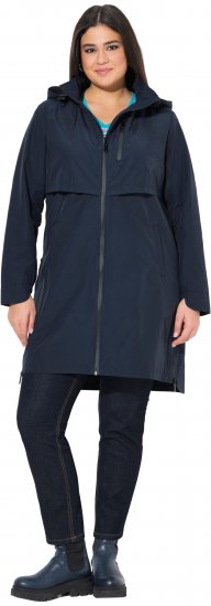 Ulla Popken Hooded with Zippered Pockets and Zippered Side Slits Jacket Navy - Joped - 