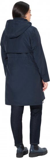 Ulla Popken Hooded with Zippered Pockets and Zippered Side Slits Jacket Navy - Joped - 