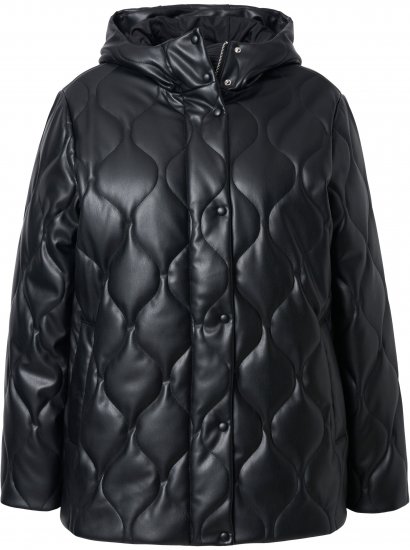 Ulla Popken Faux Leather Quilted Jacket Black - Joped - 