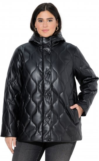 Ulla Popken Faux Leather Quilted Jacket Black - Joped - 