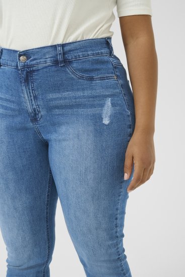 Kaffe Curve Laurina Teksad Washed/Destroyed Blue Denim - Teksad & Püksid Suuremates Suurustes – Plus Size - 
