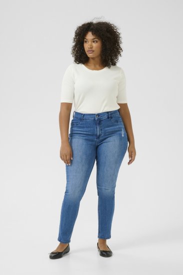 Kaffe Curve Laurina Teksad Washed/Destroyed Blue Denim - Teksad & Püksid Suuremates Suurustes – Plus Size - 