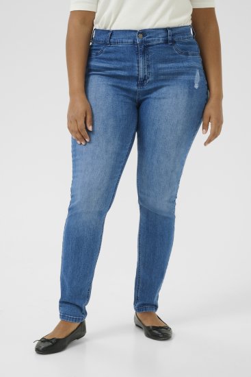 Kaffe Curve Laurina Teksad Washed/Destroyed Blue Denim - Teksad & Püksid Suuremates Suurustes – Plus Size - 
