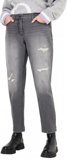Ulla Popken Distressed Stretch Fit Boyfriend Jeans Dark Denim Blue - Teksad & Püksid Suuremates Suurustes – Plus Size - 