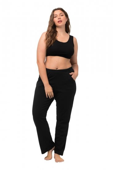 Ulla Popken Bootcut Elastic Waist Cotton French Terry Sport Pants Black - Ulla Popken - Ulla Popken suured suurused