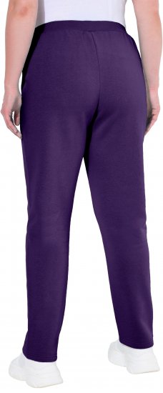 Ulla Popken Basic Drawstring Elastic Waist Cotton Blend Joggers Deep Violet - Teksad & Püksid Suuremates Suurustes – Plus Size - 