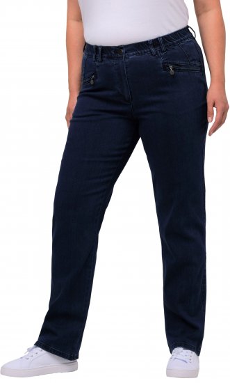Ulla Popken Mony Elastic Waist Zip Pocket Jeans Dark Blue Denim - Teksad & Püksid Suuremates Suurustes – Plus Size - 