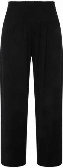Ulla Popken Wide Leg Smocked Waist Knit Pants Black - Teksad & Püksid Suuremates Suurustes – Plus Size - 