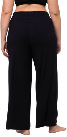 Ulla Popken Wide Leg Smocked Waist Knit Pants Black - Teksad & Püksid Suuremates Suurustes – Plus Size - 