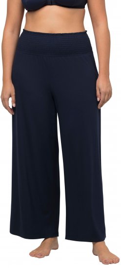 Ulla Popken Wide Leg Smocked Waist Knit Pants Night Blue - Teksad & Püksid Suuremates Suurustes – Plus Size - 
