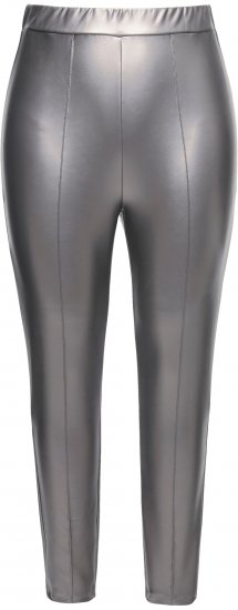 Ulla Popken Metallic Faux Leather Leggings Silver - Teksad & Püksid Suuremates Suurustes – Plus Size - 