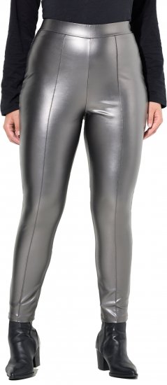 Ulla Popken Metallic Faux Leather Leggings Silver - Teksad & Püksid Suuremates Suurustes – Plus Size - 