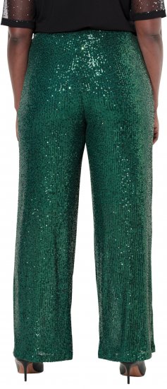 Ulla Popken Wide Leg Sequined Pants Dark Green - Teksad & Püksid Suuremates Suurustes – Plus Size - 