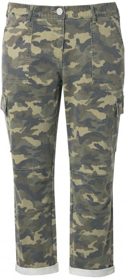 Ulla Popken Camo Boyfriend Pants Olive Grey - Teksad & Püksid Suuremates Suurustes – Plus Size - 