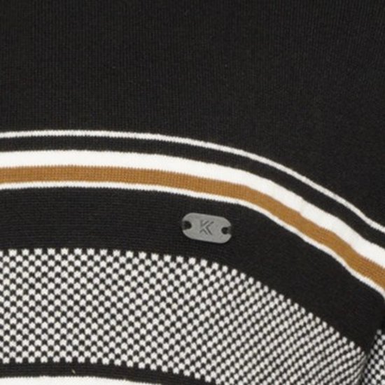 Kam Jeans 93 Stripe 1/4 Zipper Knitted Sweater Black - Sviitrid ja dressipluusid - Meeste suured kapuutsiga jakid suurustes 2XL – 14XL