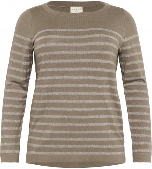Kaffe Curve Linia Boatneck Pullover Morel Melange with Silver Lurex - Kudumid - 