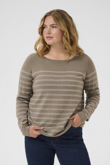 Kaffe Curve Linia Boatneck Pullover Morel Melange with Silver Lurex - Kudumid - 