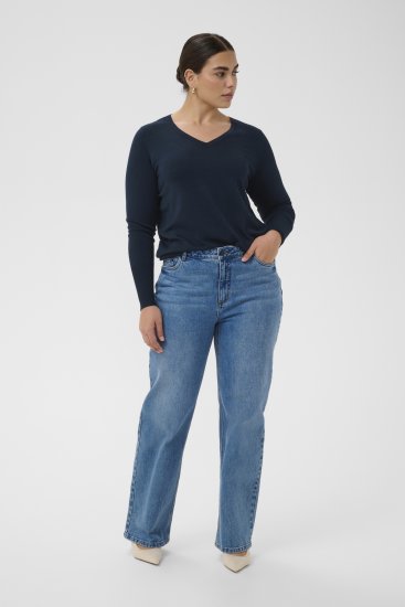 Kaffe Curve Lizzy Long Sleeve Pullover Midnight Marine - Kudumid - 