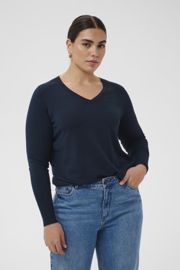 Kaffe Curve Lizzy Long Sleeve Pullover Midnight Marine - Kudumid - 