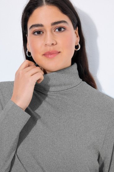 Ulla Popken Basic Long Sleeve Slim Fit Turtleneck Light Grey Melange - Sviitrid ja dressipluusid - Mugavad dressipluusid ja kudumid