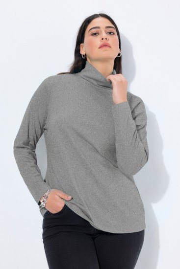Ulla Popken Basic Long Sleeve Slim Fit Turtleneck Light Grey Melange - Sviitrid ja dressipluusid - Mugavad dressipluusid ja kudumid