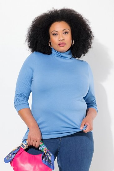 Ulla Popken Basic Long Sleeve Slim Fit Turtleneck Light Cornflower - Sviitrid ja dressipluusid - Mugavad dressipluusid ja kudumid