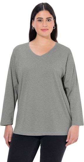 Ulla Popken Back To Basics V-Neck Relaxed Fit Cotton Tee Light Grey Melange - T-särgid - 