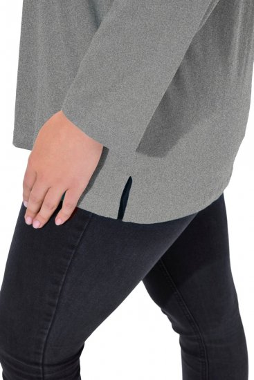 Ulla Popken Back To Basics V-Neck Relaxed Fit Cotton Tee Light Grey Melange - T-särgid - Naiste T-särgid